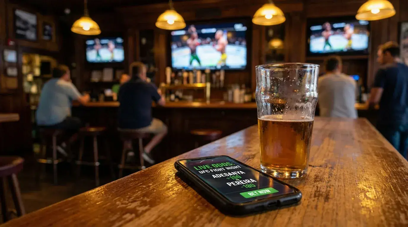 Apostas no UFC através de aplicação mobile num smartphone