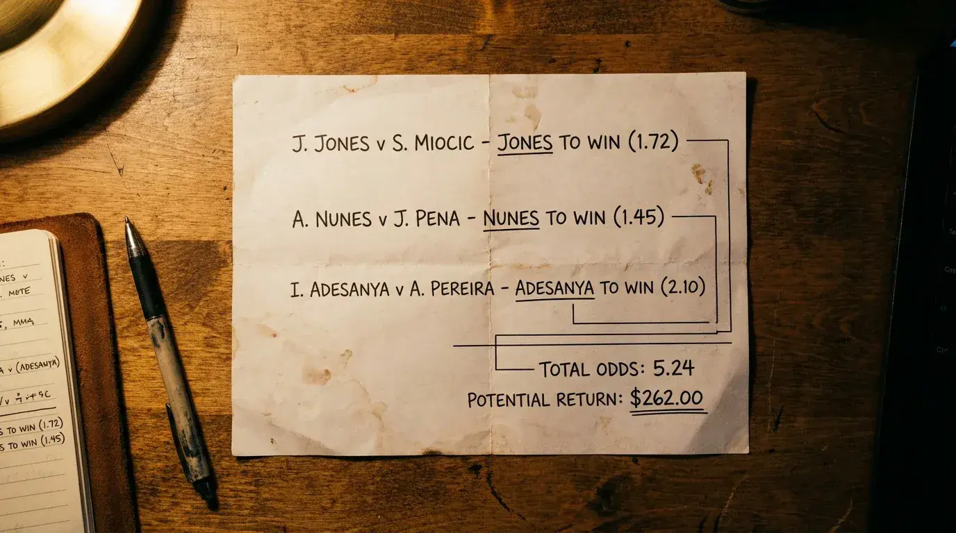 Cálculo de odds combinadas num parlay de apostas UFC