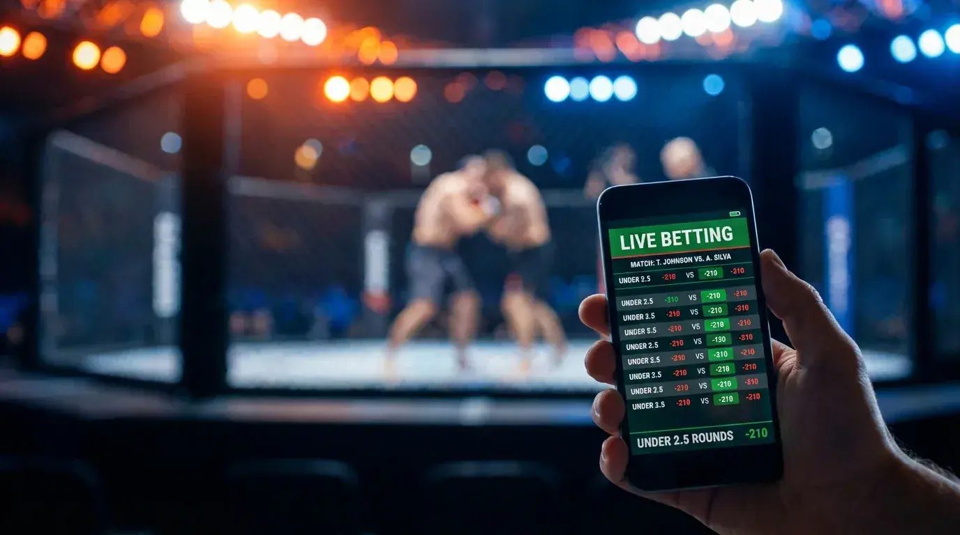 Apostas ao vivo durante uma luta de UFC com odds em tempo real