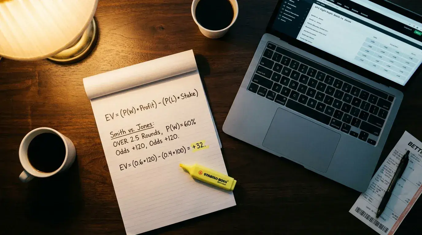 Fórmula de expected value aplicada a uma aposta de UFC